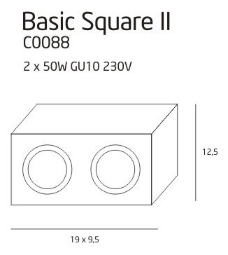Maxlight Basic Square II WH C0088 Plafon Biały rys techniczny
