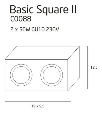 Maxlight Basic Square II WH C0088 Plafon Biały rys techniczny