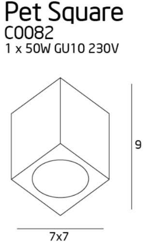 Maxlight Pet Square C0082 Plafon Biały rys techniczny