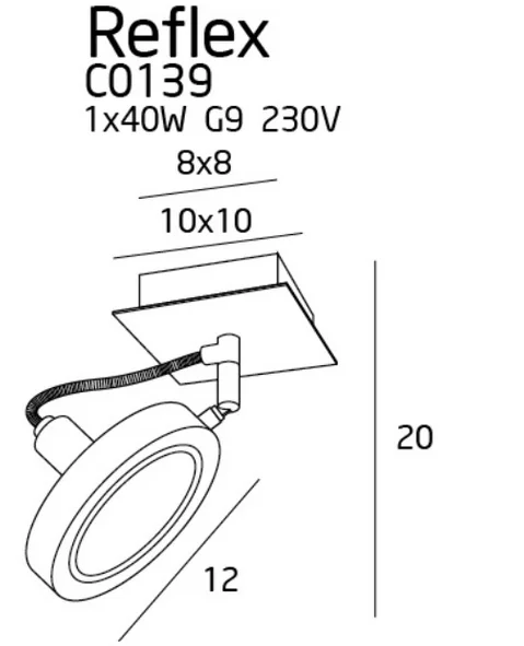 Maxlight Reflex C0139 Kinkiet/Lampa Sufitowa Biała rys techniczny