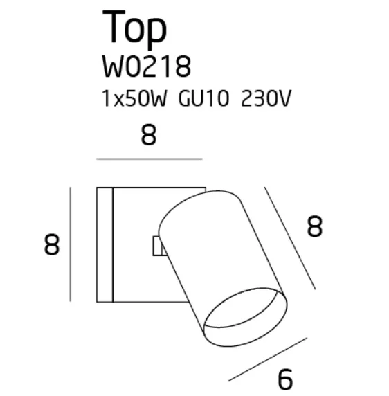 Maxlight Top 1 W0218 Kinkiet Biały rys techniczny