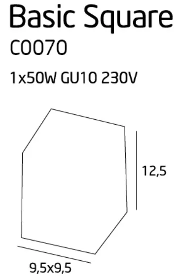 Maxlight Basic Square White C0070 Plafon Biały rys techniczny
