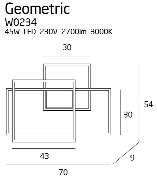 Maxlight Geometric W0234 Kinkiet Biały  rys techniczny