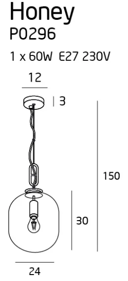 Maxlight Honey Smoky P0296 Lampa Wisząca rys techniczny