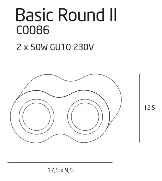 Maxlight Basic Round II BK C0086 Plafon Czarny rys techniczny