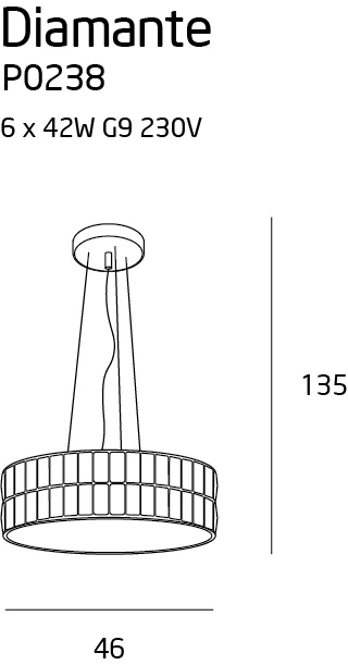 Maxlight Diamante P0238 Lampa Wisząca Duża rys techniczny