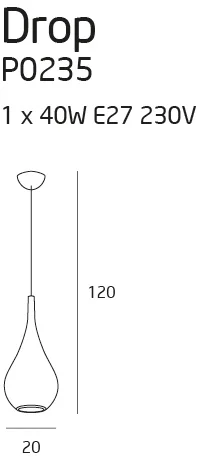 Maxlight Drop P0235 Lampa Wisząca Biała rys techniczny