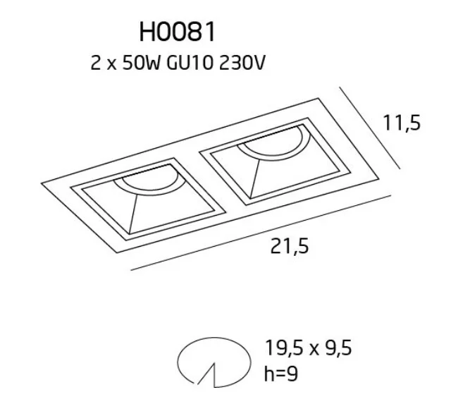Maxlight Hit II H0081 Oprawa Podtynkowa Biała rys techniczny