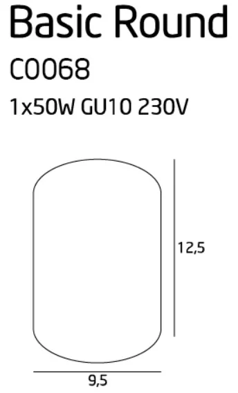 Maxlight Basic Round Black C0068 Plafon Czarny rys techniczny